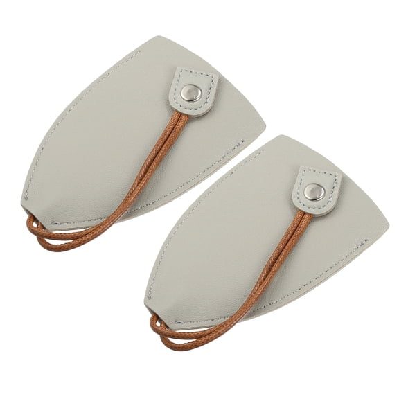 Unique Bargains 2 Pcs Pull Out Car Key Fob Case Cover Universal for Car Large Capacity Faux Leather Gray with Keyring