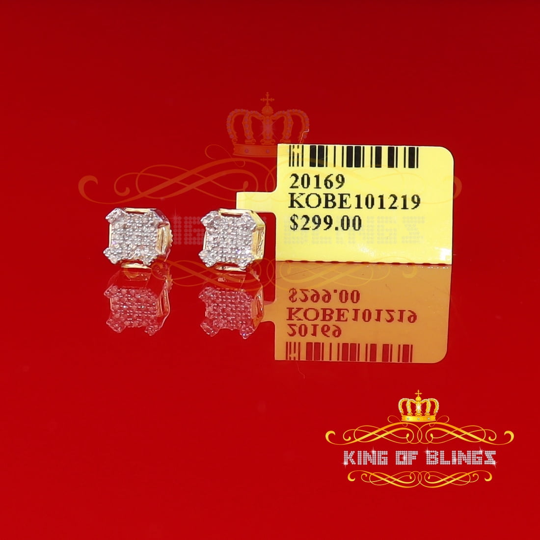 King of Bling's 0.20ct Diamond Yellow 925 Sterling Silver Stud Earrings For Women's And Men's