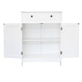 thumbnail image 6 of Hassch Multi-Purpose Freestanding Cabinet w/ Storage Drawer, Classic White MDF Cabinet with Double Doors & Bronze Handle, for Bathroom Dining Room Porch, 6 of 8