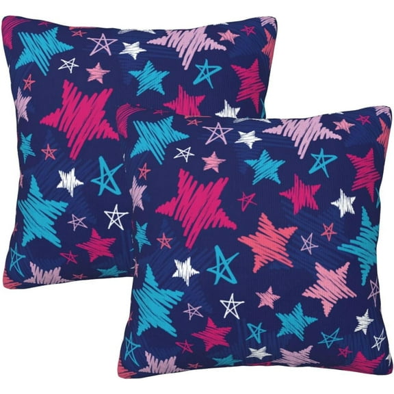 Navy Blue 4th of July Throw Pillow Covers 18X18 Inches Set of 2 Patriotic American Colorful Stars Pillow Cases Independence Day Pillow Cover Home Decor for Memorial Day Room Bed Couch Porch