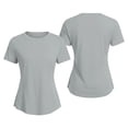 thumbnail image 7 of ZQUUVOU Women's Sun Shirts Short Sleeve Ice Silk Sun Protection Top Solid Crewneck Cooling Breathable Lightweight Shirts Gray, 7 of 7