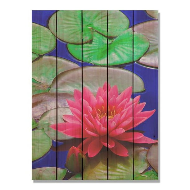 Day Dream HQ LB2836 28 x 36 in. Fleur de Lotus à l'Intérieur &amp; Extérieur Bois Art Mural