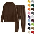 thumbnail image 2 of Kids Sweatsuit Girls Boys 2 Piece Tracksuit Outfits Long Sleeve Hooded Sweatshirt and Jogger Sweatpants Clothing Sets,Coffee 7-8 Years, 2 of 3