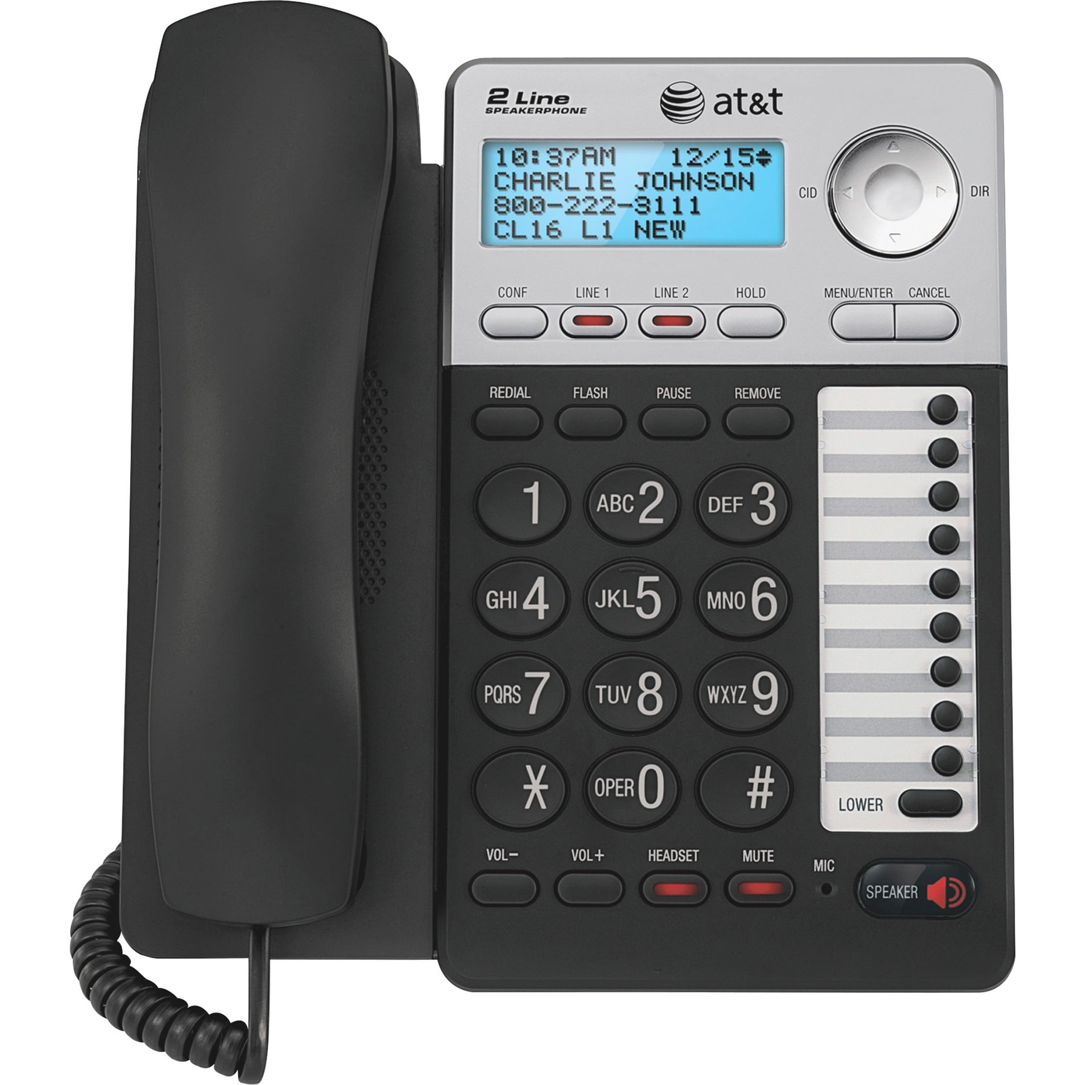 AT&T CL2909 Corded Phone with Speakerphone and Caller ID/Call Waiting White 