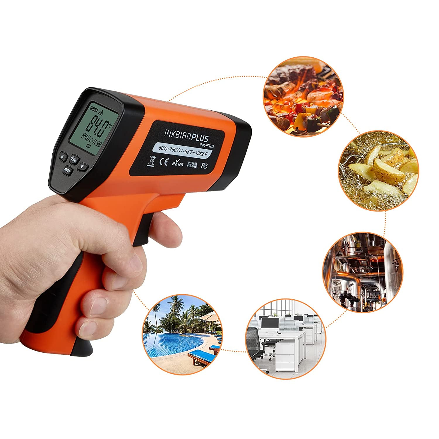 INKBIRD Infrared Thermometer Gun Laser for Cooking(NOT for Human) 