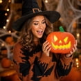 thumbnail image 7 of Sharp Eyed Jack O Lantern Pumpkin, Halloween Pumpkin LED Light, Grinning Pumpkin Figurine for Mantel Table Covered Porch Indoor Fall Seasonal Home Decor, 7 of 7