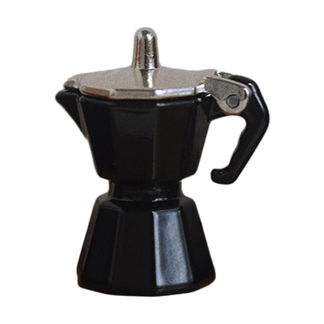 Cafetera en miniatura para casa de muñecas, escala 1/12, para micropaisaje, juego de rol, recuerdos de fiesta Negro