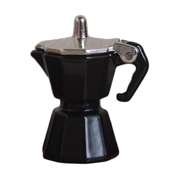 Casa de muñecas Miniatura Mini hervidor de café Escala 1/12 Suministros para fiestas realistas Muebles para casa de muñecas Decoración Mini modelo de Negro