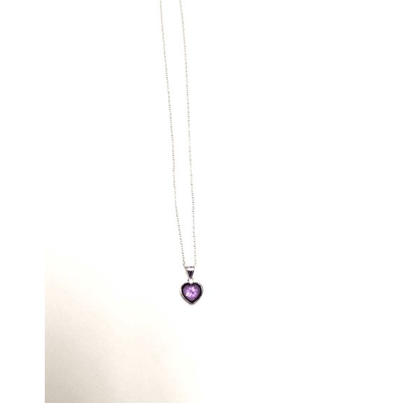 Modlines  .925 Sterling Silver Purple Heart Pendant and Choker Necklace 35mm Chain