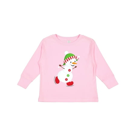 

Inktastic Ice Skating Snowman Carrot Nose Christmas Xmas Gift Toddler Boy or Toddler Girl Long Sleeve T-Shirt