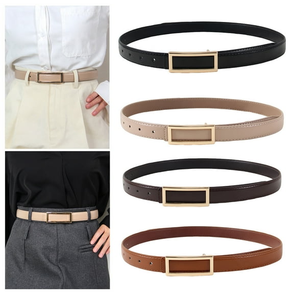 HEVIRGO Women Fashion Faux Leather Belt Rectangle Buckle Waistband Waist Belt for Pants Jeans Versatile Accessory for Dresses Shirts Tops