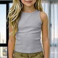 thumbnail image 2 of oqasdz Shirts for Girls Kids Athletic Racerback Crewneck Sleeveless Slim Fit Solid Color Undershirt Workout Yoga for Outdoor, 2 of 6
