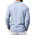 thumbnail image 4 of MLQIDK Men's Relaxed Fit Solid Color Lapel Casual Business Long Sleeve Polo Shirt for Men Made of Linen Blend Breathable Comfortable Light Blue L, 4 of 6