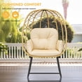 thumbnail image 2 of Dextrus Outdoor & Indoor Egg Chair with Stand, Wicker Rattan Lounge Chair, Cushion & Ottoman, Beige, 2 of 5