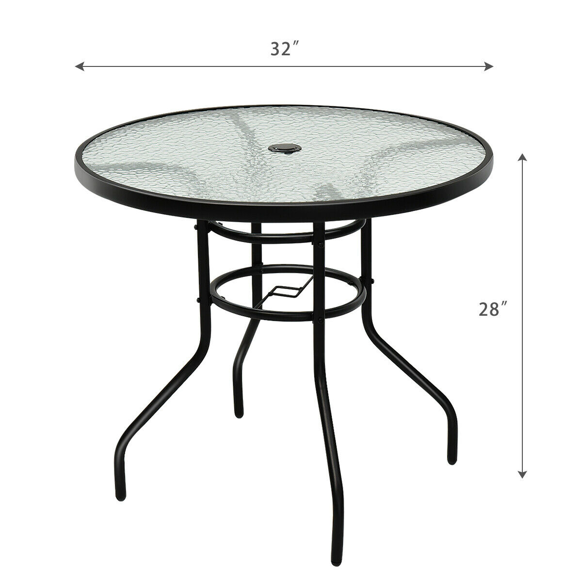 Costway 32'' Patio Round Table Tempered Glass Steel Frame Outdoor Pool Yard Garden - image 4 of 8
