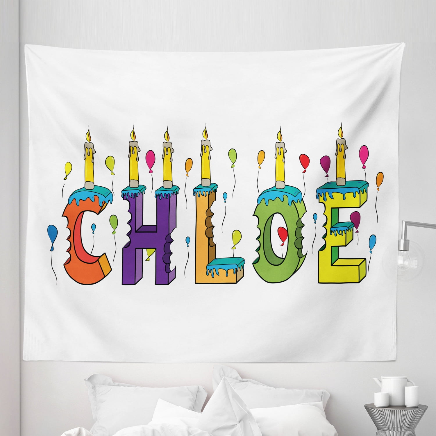 Chloe Tapestry, Lettering with Cheerful Bitten Cake Candles Girly ...