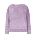 thumbnail image 6 of Ecqkame Girls Sherpa Crewneck Sweatshirts Double Sided Velvet Long Sleeve Cute Pullover Tops Oversized Lightweight Fleece Sweatshirt 5-15 Years Purple 13 Year, 6 of 9