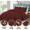 thumbnail image 6 of BedDecor 400TC 100% Egyptian Cotton 3PC Burgundy Full/Queen Size Diamond Ruffle Duvet Cover Set, 6 of 8
