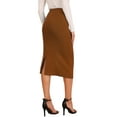 thumbnail image 3 of INSPIRE CHIC Women's Straight Skirt High Waist Midi Sweater Pencil Skirt L Caramel, 3 of 6