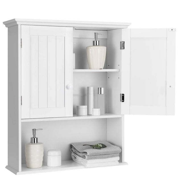 Mueble de baño montado en la pared COSTWAY con puertas dobles (blanco)