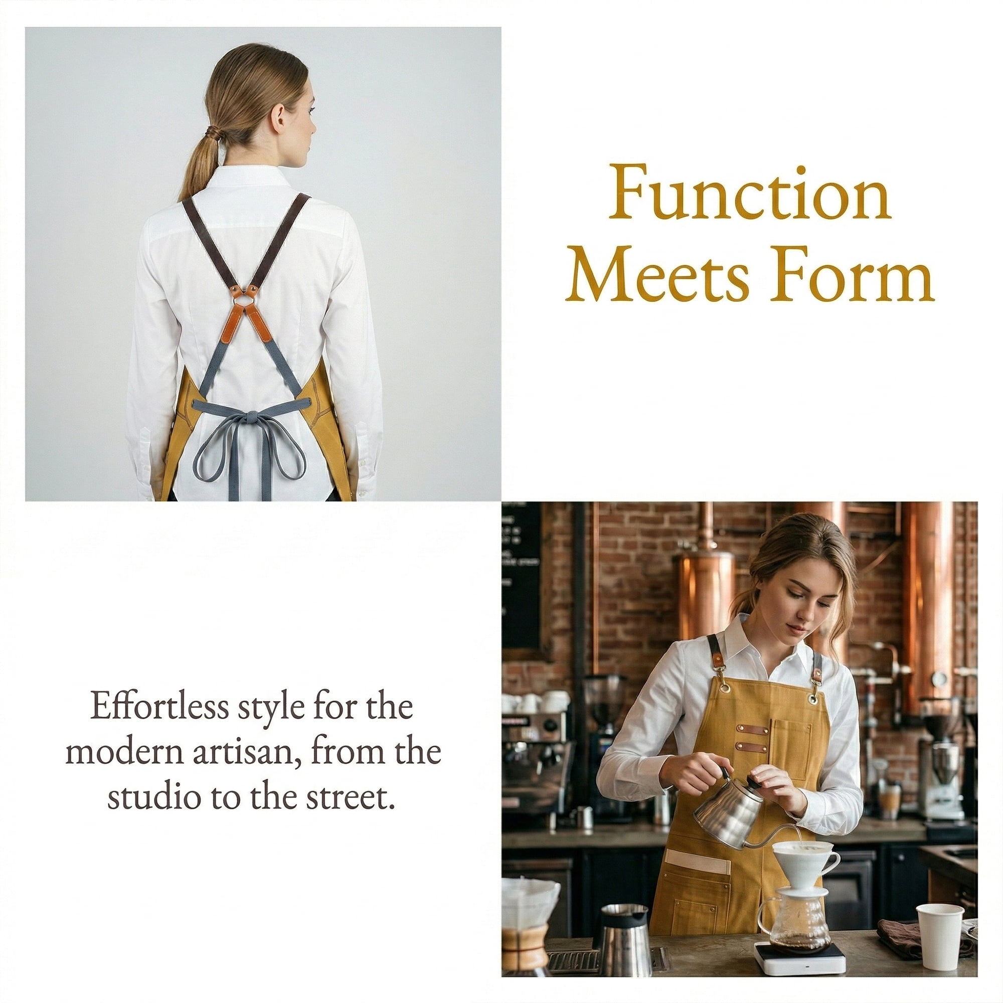Unique Bargains Adjustable Long Waist Cooking Apron with Pockets for Kitchen Yellow