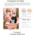 thumbnail image 2 of Bathroom Wall Art Decor, Black Cat Reading the Newspaper Wall Art, Waterproof Wood Framed Canvas Wall Art Animals Abstract Prints, 12"x16" High-end Pictures for Dormitory Kids Room, 2 of 6