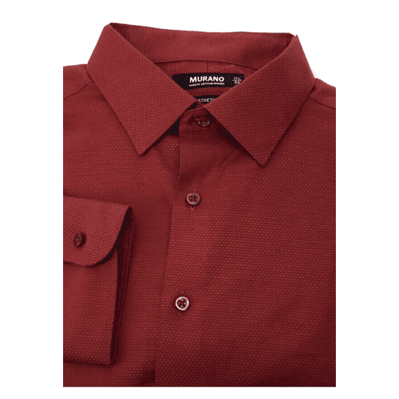 Murano Slim Fit Spread Collar shirt Stretch Cotton Red, Sz 16-33