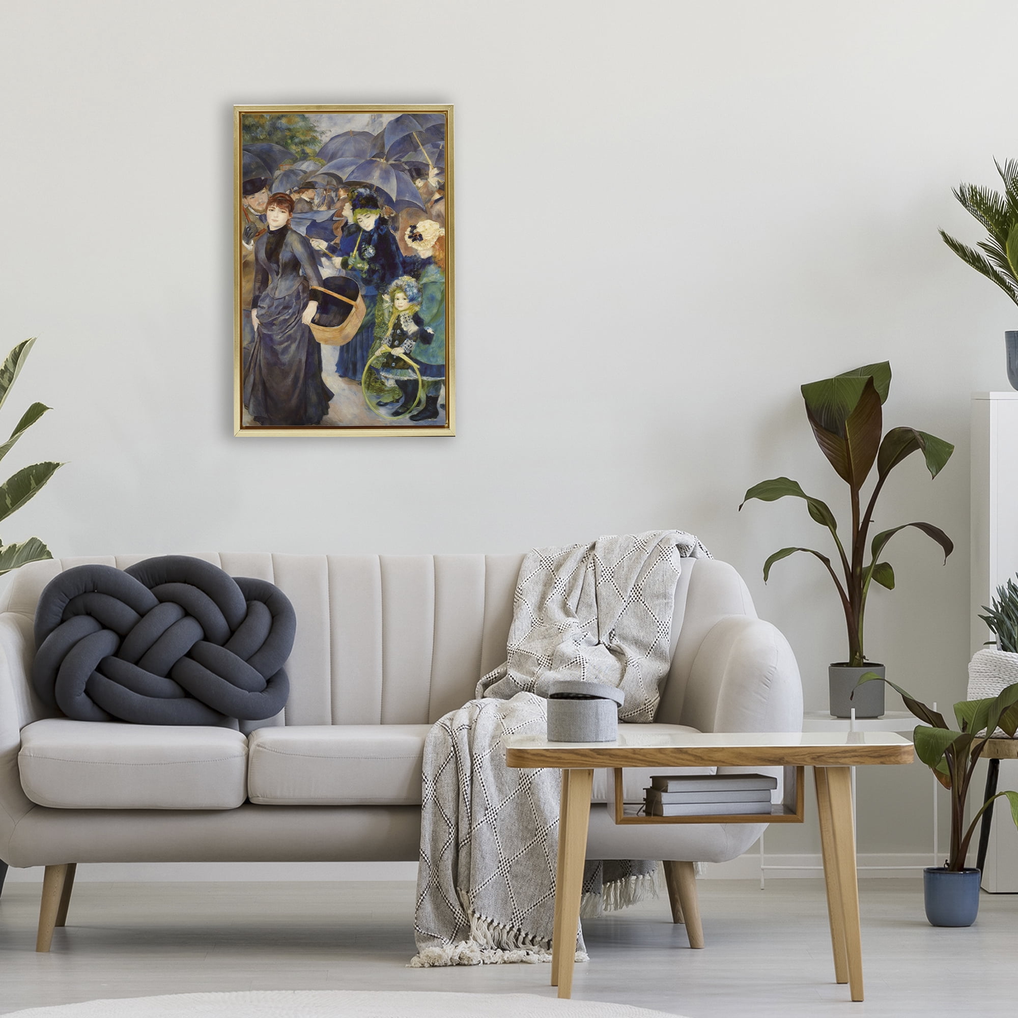 The Umbrellas Renoir Gold Framed Floater Canvas Wall Art, design by Masters Collection