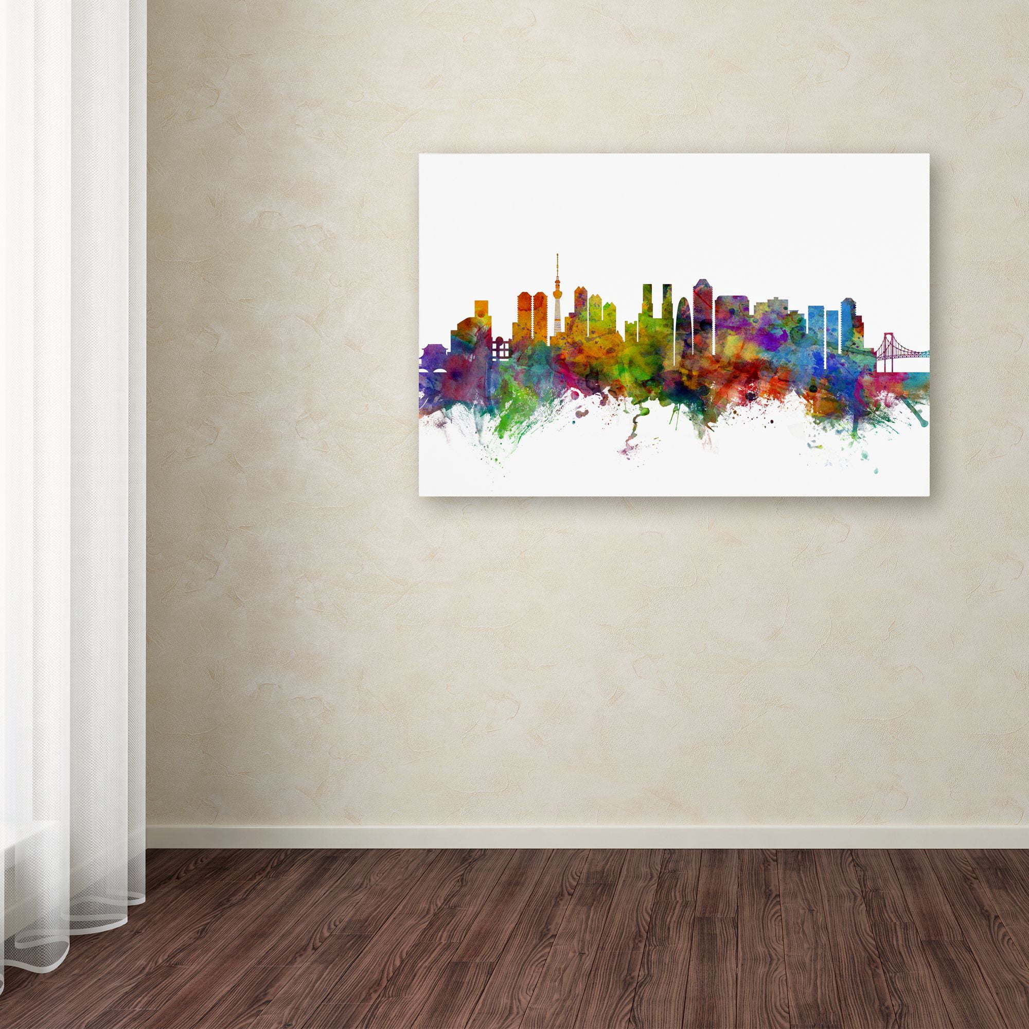 Trademark Fine Art "Tokyo Japan Skyline" Canvas Art by Michael Tompsett