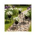 thumbnail image 3 of 4-Piece High-Quality Metal Plant Stand Set - Rust-Proof Wrought Iron Single-Tier Circular Planter Stand for Indoor/Outdoor Balcony & Garden (Heavy-Duty Decor for Plant Enthusiasts), 3 of 11