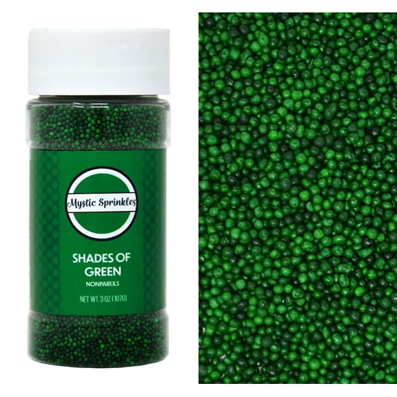 Mystic Sprinkles Shades of Green Nonpareils 3.8 Ounce Bottle