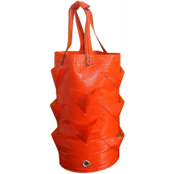 3 Gallon Hanging Grow Bag for Growing Strawberries, Tomatoes, Peppers, Cucumbers, Herbs, Lettuce, Greens, Flowers and More (Orange)