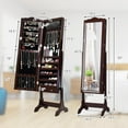 thumbnail image 4 of Giantex Jewelry Armoire Cabinet, Freestanding Jewelry Storage Organizer w/ Full Length Mirror, Tilting Angles & LED, Brown, 4 of 10