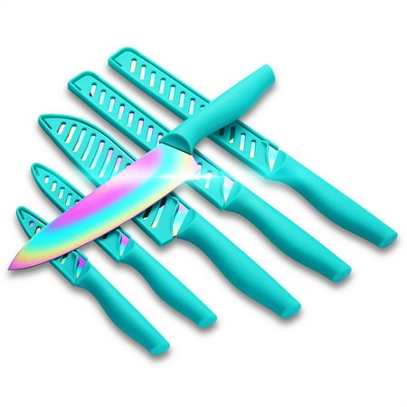 

Marco Almond KYA37 6-Pieces Knife Set with Blade Guards Rainbow Kitchen Knives Set