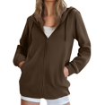 thumbnail image 2 of HLKJKLS Long Sleeve Shirts For Women Zip Up Hooded Cardigan With Large Pockets Long Sleeve Polyester Cotton Blend Yellow S-3Xl, 2 of 8