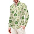 thumbnail image 2 of Chririnla St Patrick's Day Shirt Button Up Shirt Hawaiian Dress Shirt Tee Top Comfortable and Lightweight Long Sleeve Button Down T-Shirt for Party Dating Green Clover Pattern, 2 of 4