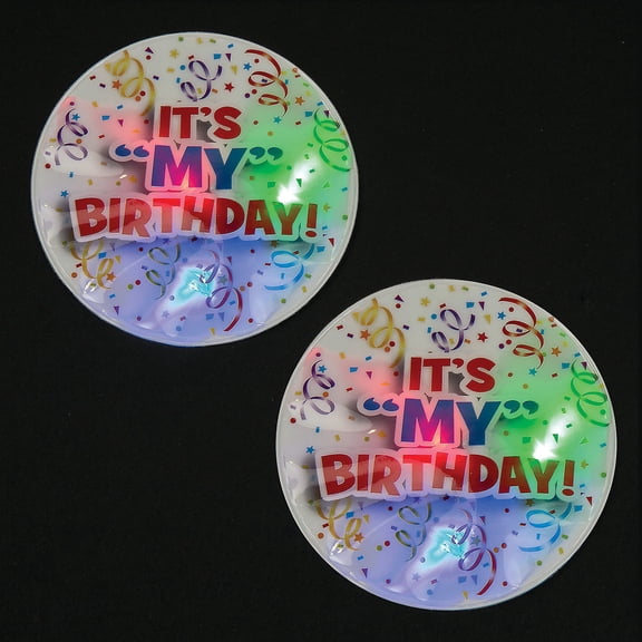 Light Up "It's My Birthday" Badge - Jewelry - 12 Pieces
