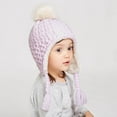 thumbnail image 3 of SuTry Boys Girls Knitted Beanie Hat Warm Ear Protection Cute Bear Ears Double Pom Poms Winter Soft Cozy Comfortable Hat(Purple,1-2 Years), 3 of 4