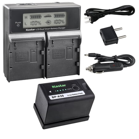 Kastar 1-Pack BP-A30 Battery and AC LCD Dual Fast Charger Compatible with Canon EOS C300 Mark III Digital Cinema Camera C500 EF mount 4K Cinema Camera EOS C500 PL 4K Cinema PL C 500 Camcorder