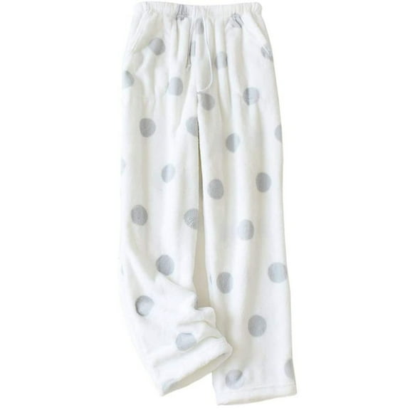 Fiaer Women's Thermal Pajama Sweatpanst Warm Casual Loungewear Trousers Plus Size High Waisted Lace up Pants White XXL