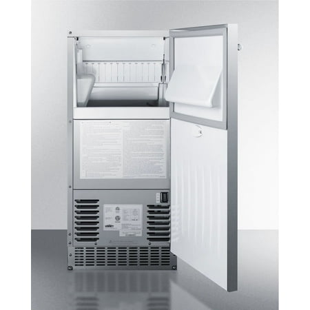Summit Appliance - 15" 62-Lb. Freestanding Icemaker - Stainless Steel