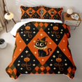 thumbnail image 2 of Feelyou Kawaii Black Cat Twin Quilt Set, Halloween Diamond Pumpkin Twin Coverlet Set, Orange Black, 2 Pieces, 1 Comforter and 1 Pillowcase, 2 of 7