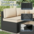 thumbnail image 3 of Walsunny 5 Pieces Outdoor Furniture Patio Sectional Sofa Set, Wicker Rattan Conversation Sets with Cushions and Glass Table, Black Rattan Khaki Cushions, 3 of 8