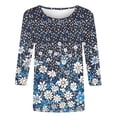 thumbnail image 4 of DeHolifer Womens Tops 3/4 Sleeve Crewneck Casual Printed Comfy Lightweight Summer Tee Tops Multicolor 5XL, 4 of 5