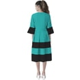 thumbnail image 4 of eloria Women Causal Midi Dress Party Wear Knee Long One Piece Dress Box Plated Fit and Flare Dress, Color: Sea Green, Size: S, 4 of 6