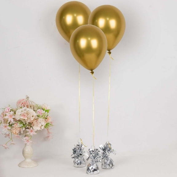 Efavormart 6 Pack - 5" Metallic Silver Foil Balloon Weights for Birthday, Helium Balloon Weights for Wedding, Party, Table, Centerpiece Decorations