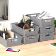 thumbnail image 4 of Simple Houseware Stackable Plastic Woven Basket Organizer 6 Pack 14.5"" x 8.5"" x 3.5"" Gray, 4 of 5