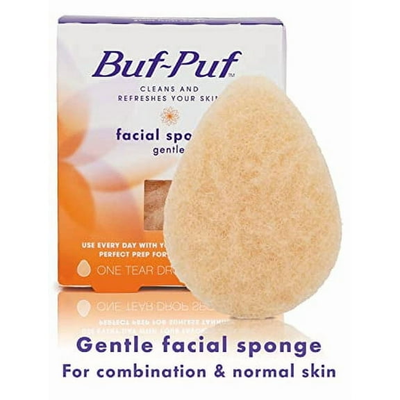 Buf-Puf Gentle Facial Sponge, Dermatologist Developed, Removes Deep Down Dirt & Makeup Causes Breakouts and Blackheads, Reusable, Exfoliating, 1 Count