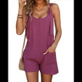 thumbnail image 3 of Mono Holgado y Ajustable Sin Mangas de Verano para Mujer con Bolsillos Rojo Púrpura L, 3 of 8