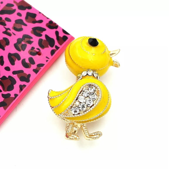 QQTDFG New Enamel Crystal Rhinestone Cute Little Yellow Duck Charm Party Brooch Pin -default